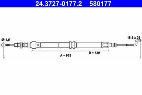 Трос ручника (задній) VW T4 90-03 (L=953mm)