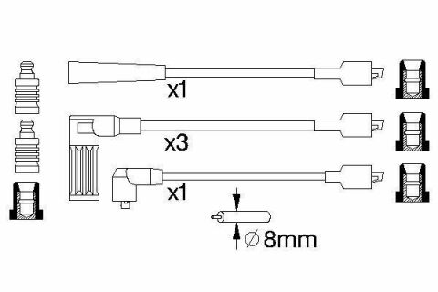 BOSCH B792 Провода высокого напряжения (5шт.) FIAT 1,4: Tipo, Tempra 87-93 LANCIA Delta 1,5 86-87