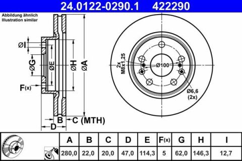Диск гальмівний (передній) Suzuki SX4/Vitara 13- (280x22) (с покр.) (вент.)  Диск гальмівний (передній) Suzuki SX4/Vitara 13- (280x22) (с покр.) (вент.)