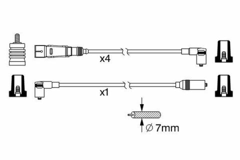 Проводи запалювання VW Golf II/III 1.8/1.4 91-/Skoda Octavia 1.6 96- (к-кт)