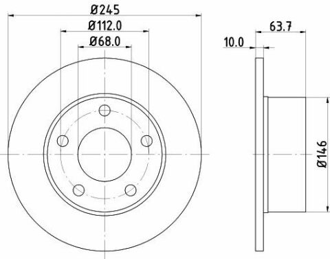 Гальмівний диск зад. Passat B5/Audi 100/A6 -05 (245x10)