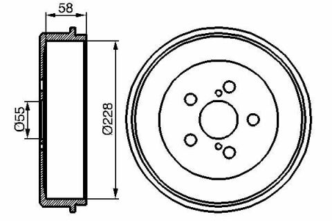 Барабан тормозной (задний) Toyota Avensis 97-03 (228х58) d=55mm