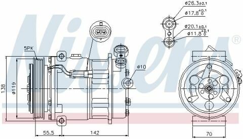 Компресор кондиціонера SIGNUM 1.8-2.2 03-, VECTRA C 1.6, 1.8, 2.0, 2.2 OPEL