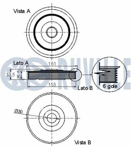 RUVILLE CITROEN шків к/валу C1,C2,C3,p1007 1.4HDi