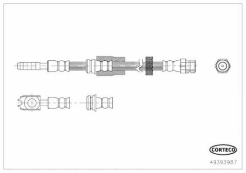 Шланг тормозной (передний) Skoda SuperB II/VW Passat/CC 1.4-3.6 05-16 (605mm)