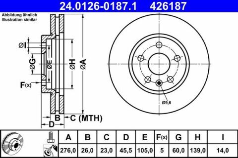 Диск гальмівний (передній) Opel Astra K 15-(276x26) R15