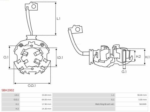 Щеткодержатель стартера Isuzu/Nissan