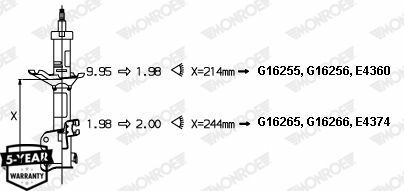 MONROE NISSAN Амортизатор газ.Original передн.лев.Almera 97- MONROE NISSAN Амортизатор газ.Original передн.лев.Almera 97-