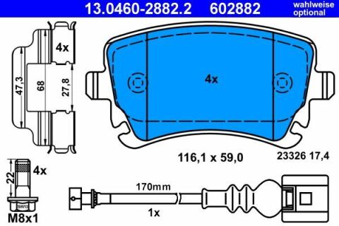 Колодки тормозные (задние) VW T5 03-15/T6 15- (Lucas/TRW) (+датчик)