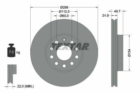 Диск тормозной (передний) VW Caddy III 04- (288x24.9) PRO+