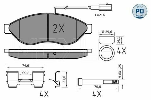 Колодки тормозные (передние) Citroen Jumper/Fiat Ducato/Peugeot Boxer 06- (Brembo)/(с датчиком)