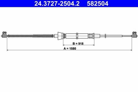 Трос ручника Skoda Fabia 99-08/VW Polo 01-09 (L=1580mm)