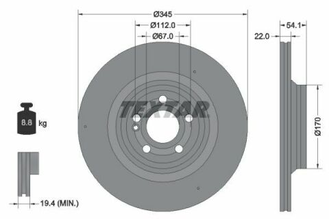 Диск тормозной (задний) MB GLE (V167/C167)/GLS (X167) 18-(345x22) PRO+