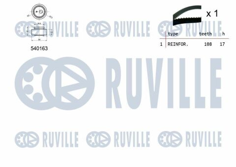 RUVILLE К-кт. ГРМ (рем. + ролик) Citroen Berlingo 1.4, Xara, Saxo, Ax, Bx, Zx