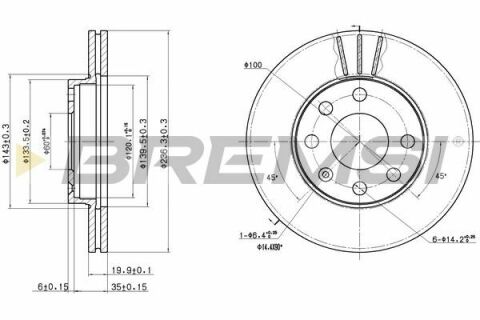 Гальмівний диск перед. Astra F/Corsa B/Combo 94- (236x20) (вент.) (заміна на CD6151V)