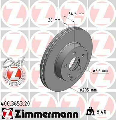 Диск тормозной (передний) MB E-class (W211/W212/S211/S212) 02-09 (295x28) (с покрытием) (вентил.)