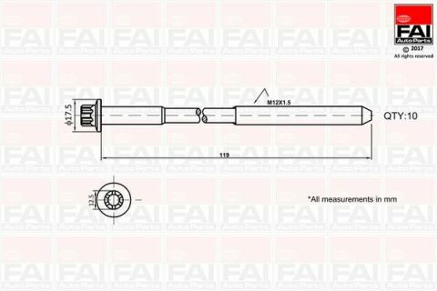 FAI RENAULT К-кт болтов гол.блока R19/Clio,Espace,Kangoo,Laguna,Megane,TraficVOLVOOPEL