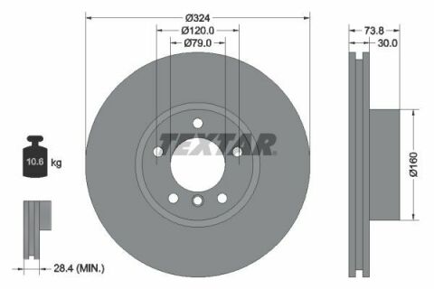 Диск тормозной (передний) BMW 5 (E39)/7 (E38) 94-01 (324x30) PRO+