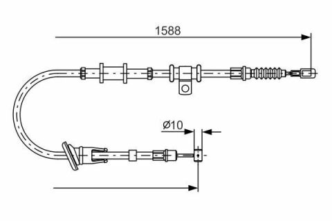 Трос ручника (задний) (L) Mitsubishi Carisma 95-06 (1588/1472mm)