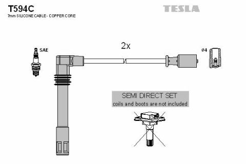 Кабель запалювання к-кт TESLA Audi A4,A6 VW Passat 95-00 1,8