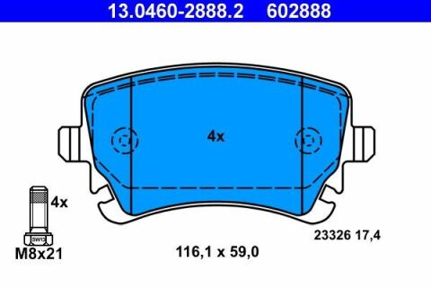 Колодки тормозные (задние) Audi A3 08-13/A4/A6/A8 02-11/VW T5/Multivan V 03-15