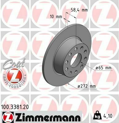 Диск тормозной (задний) Audi Q2/Seat Ateca 16-(272x10) (с покрытием) (полный)