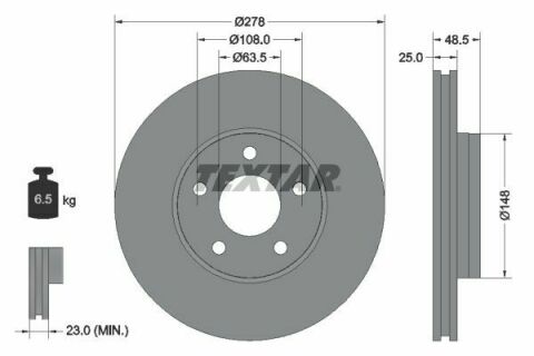 Диск тормозной (передний) Ford C-Max/ Focus III 10-(278x25) PRO