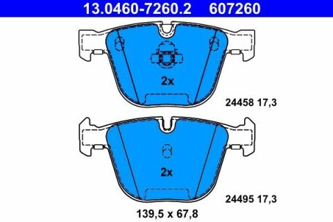 Колодки гальмівні (задні) BMW X5 (E70/F15)/ X6 (E71/F16) 06- (Ate) Колодки гальмівні (задні) BMW X5 (E70/F15)/ X6 (E71/F16) 06- (Ate)