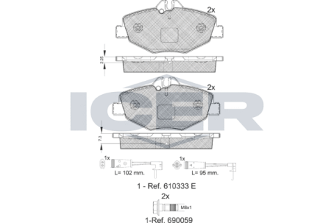 Колодки тормозные (передние) MB E-class (W211/S211) 02-09 (+датчики)