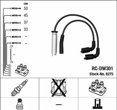 Комплект изолированных проводов для свечей зажигания rc-dw301