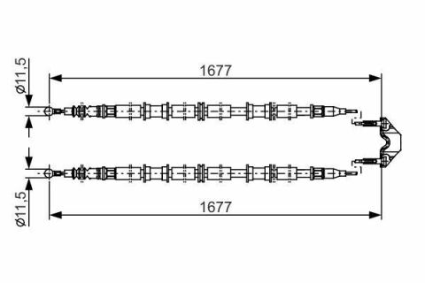 Трос ручника (задній) Opel Zafira 1.8 16V/2.0/2.2 DTI 00-05 (1677/1677mm)