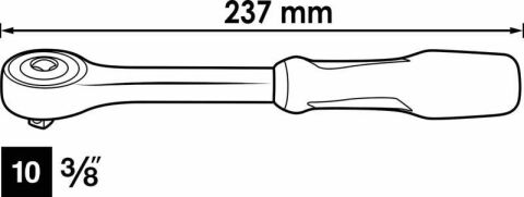 Тріскачка 3/8" ротаційна 72 зубця 237 мм з поворотною ручкою на 360°