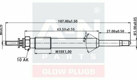 Свічка розжарювання (подвійна спіраль) 11V L=107мм Berlingo, Jumper 2,0HDI FIAT Scudo 2,0JTD PEUGEOT Partner CITROEN