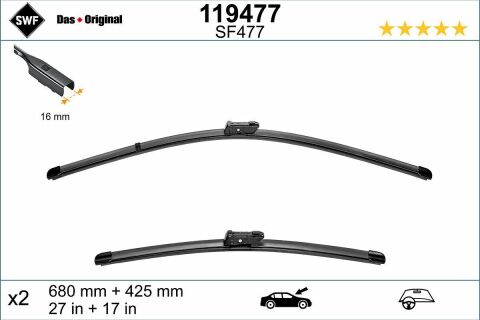 Щітки склоочисника (680/425mm) Citroen C5/Peugeot 3008/5008 16-