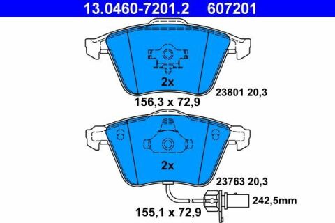 Колодки тормозные (передние) Audi A4/A6/A8 02- (с датчиками) (Ate)