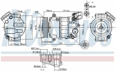 Компресор кондиціонера ASTRA J 2.0 09-, INSIGNIA A 1.6, 2.0 08-, SAAB OPEL