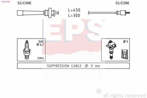 EPS MITSUBISHI Провода высокого напряжения Carisma 1,8 -06, Galant 2,0/2,4 -00, Lancer 1,3/1,3 03-,