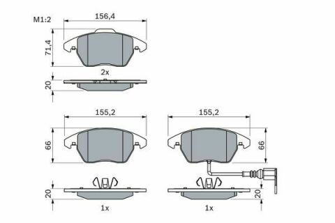 Комплект гальмівних колодок (передніх) VW Caddy 03- (з датчиком)