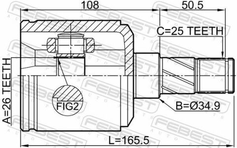 ШРКШ (ШРУС) внутренний 26x34.9x25 Opel Astra J 10-15 л.