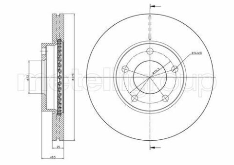 Диск тормозной (передний) Mazda 3 03-14/Mazda 5 05- (278x25) (с покр.) (вент)