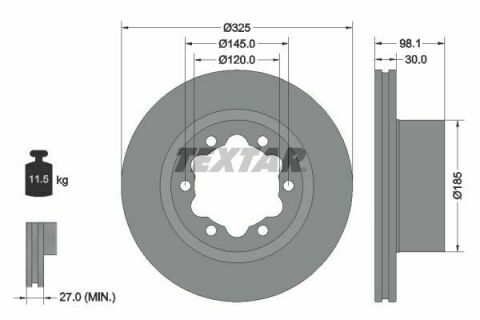 Диск тормозной (задний) VW Crafter 16-(325x30) PRO