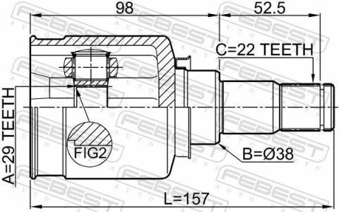 Шрус внутрішній 29x38x22 CHEVROLET AVEO 1.4 03-08