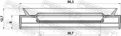 Сальник піввісі 38.7x56.3x8x12.7 Qashqai 07-13