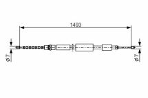 Трос ручного тормоза правый Citroen ZX 91–
