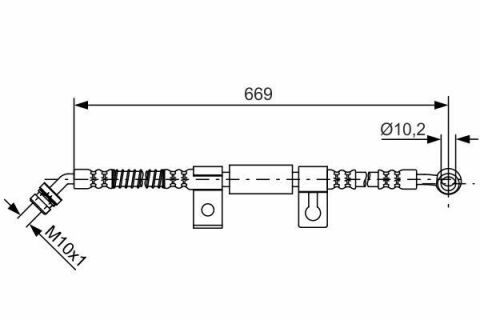 Шланг гальмівний (передній) Kia Sorento I 02-11 (R) (L=669mm)