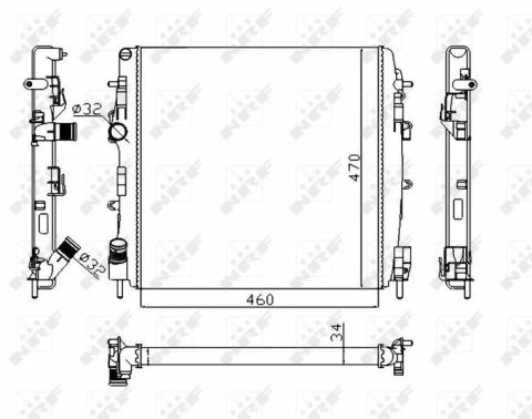 Радіатор охолодження Renault Kangoo 1.2-1.6 16V/1.5-1.9dCi 01- (Економ-клас)