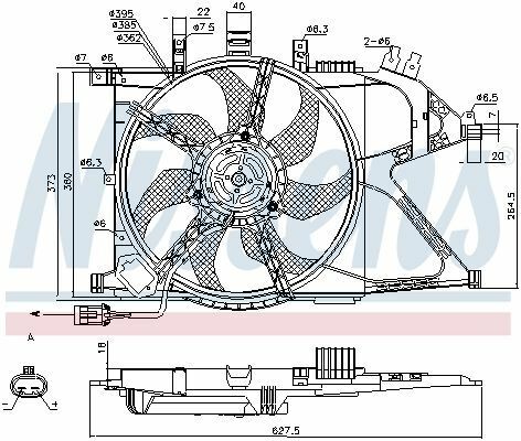 Вентилятор радиатора двигатель. (с системой кондиц.) CORSA C 1.6-1.8 00-, COMBO 1.3-1.6 01- OPEL