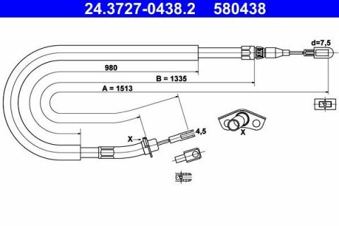 Трос ручника (задній) MB Sprinter 208-316/VW LT 28-35 96-06 (L=1513mm)