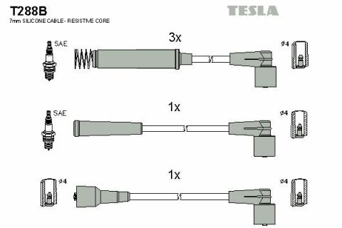 Кабель зажигания к-кт TESLA Opel Vectra, Corsa, Combo 82-93 1,2