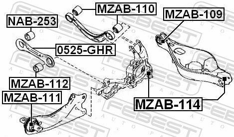 Сайлентблок задньої поперечної тяги Mazda 6 02-07